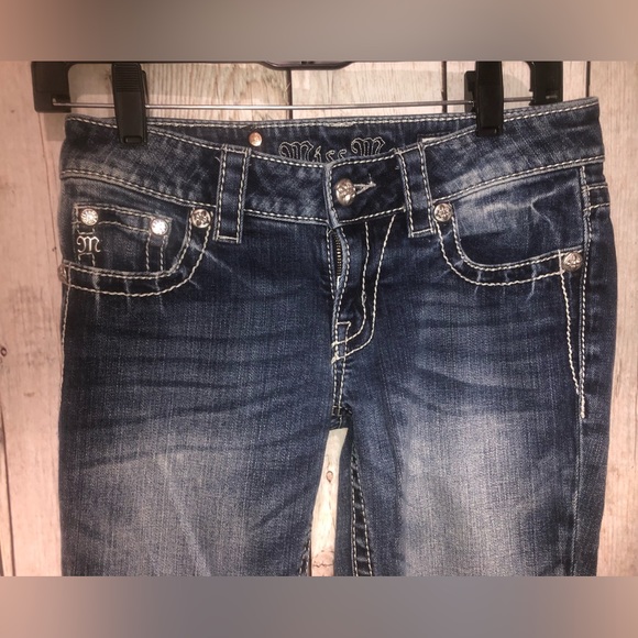 Miss Me Bootcut Stretch Distressed Jeans Rhine/EmJP5500B size 26 Low Rise Curvy - Picture 5 of 10